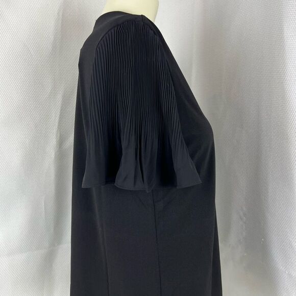 Adrianna Papell Womens V-neck Pleated Sleeve Crepe Blouse Top Black Sz Small NWT - Picture 9 of 11